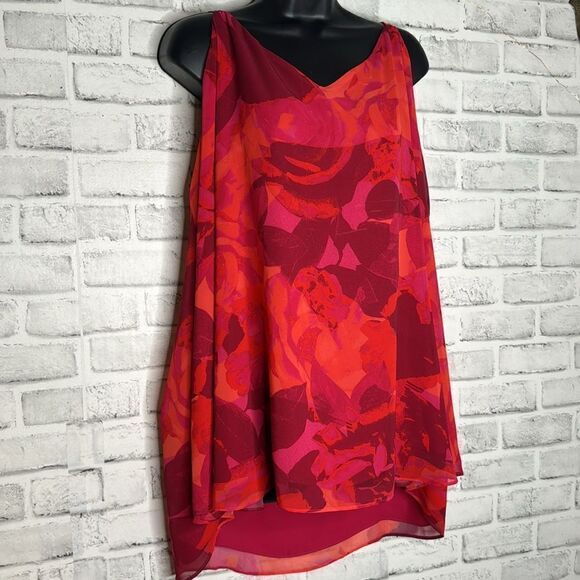 NWT Sophie Chiffon Swing Cami Red Layered Tank Top Shirt Size 4 4X - Picture 1 of 7